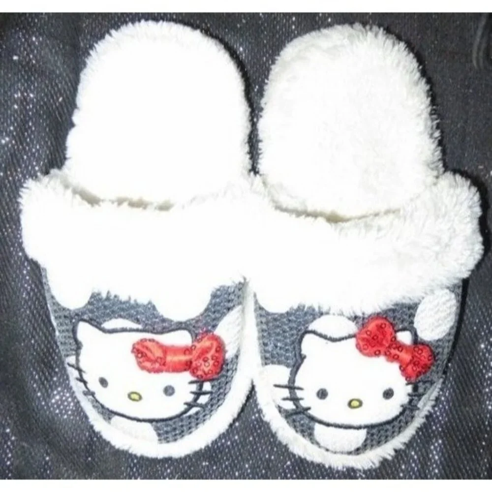 HELLO KITTY Soft Plush Doll Slippers Kids Child house‎ shoes little people